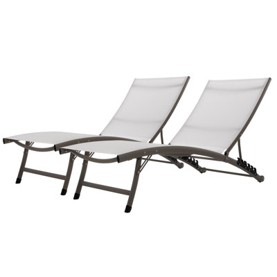 Vivere Stackable Aluminum Clearwater Lounger Set with Premium Phifertex Fabric (265 lb Capacity)