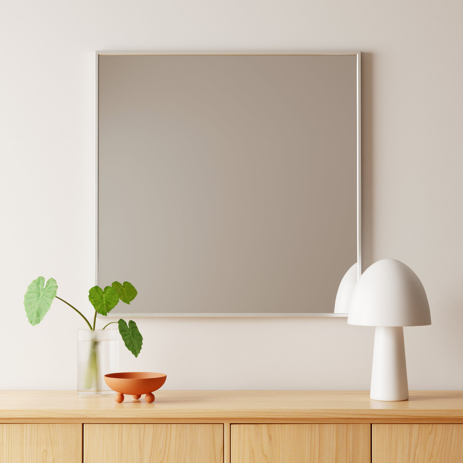Sabine Metal Rectangle Wall Mirror, 36" x 36", Silver