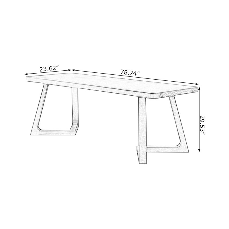 Bureau rectangulaire en bois massif noyer, H 29,53 po x l 78,74 po x P 23,62 po  