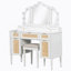 Meuble-lavabo de 44,37 po avec 13 ampoules Hollywood et 3 modes d'éclairage, coiffeuse avec miroir à trois volets; grande coiffeuse avec 5 tiroirs et tablettes et station de charge pour la chambre à coucher, blanc