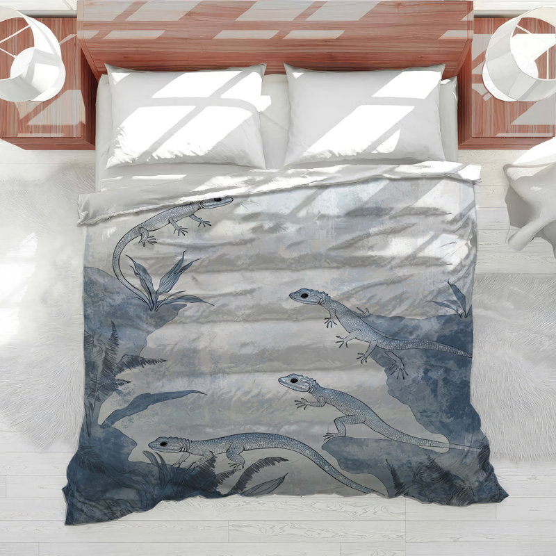 Lizards Bedding Reptile Comforter Art Deco, Twin XL Comforter