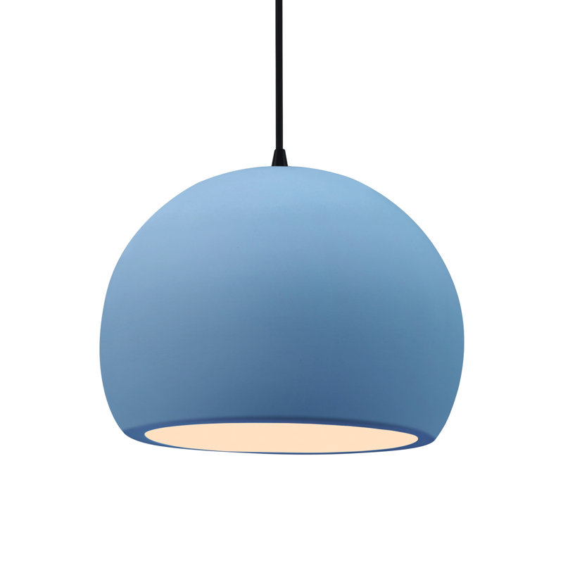 Luminaire suspendu à 1 lumière Aschwin, H 9,25 po x l 12,25 po x P 12,25 po, Bleu ciel, Noir mat