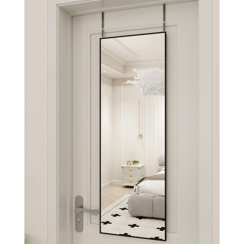 Miroir noir à porte mince avec supports ajustables, 16 po x 50 po