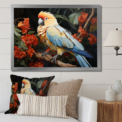 Beige Blue Parrot Vibrant Plumage Pastoral I - Animals Wall Decor