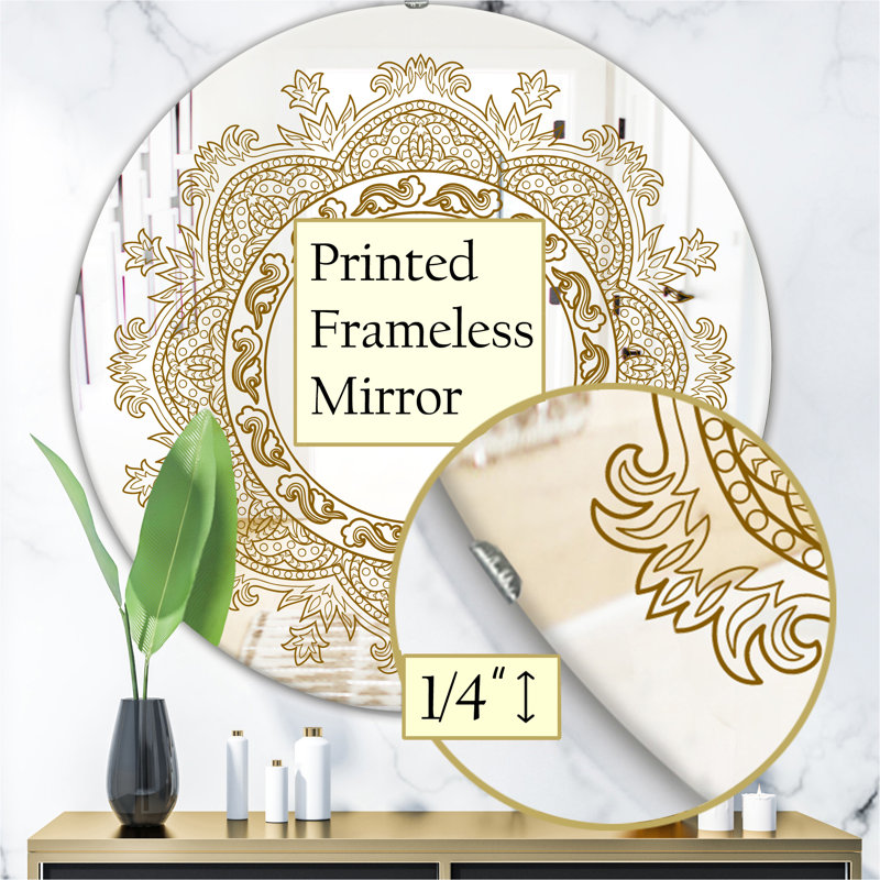 Colored Hexagons Mid-Century Accent Mirror, 23.6" H x 23.6" W, Gold
