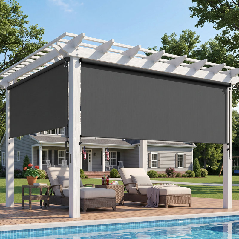  Cordless Outdoor Roller Shade, Assembly Free Patio Sun Shade with Upgraded 420 GSM Fabric for 95% UV Blockout, Weather-Resistant Blinds for Indoor & Outdoor Use