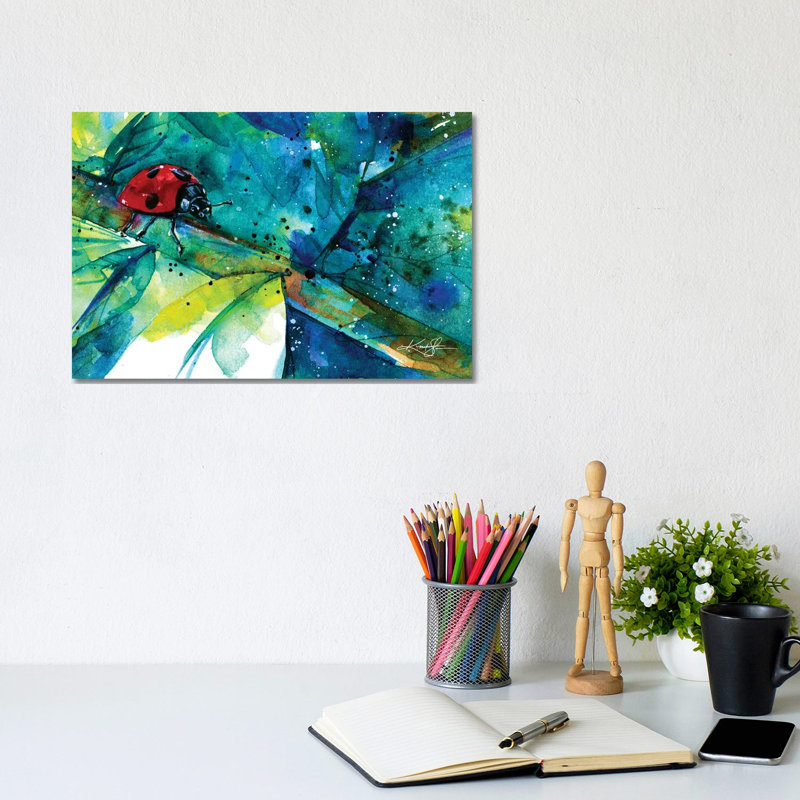 «Ladybug II» par Kathy Morton Stanion, reproduction d'art sur toile tendue, H 8 po x l 12 po x P 0,75 po