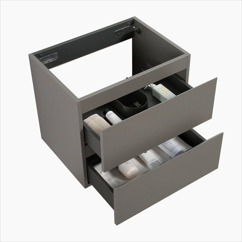 Armoire murale SANS lavabo, avec deux tiroirs, Gris