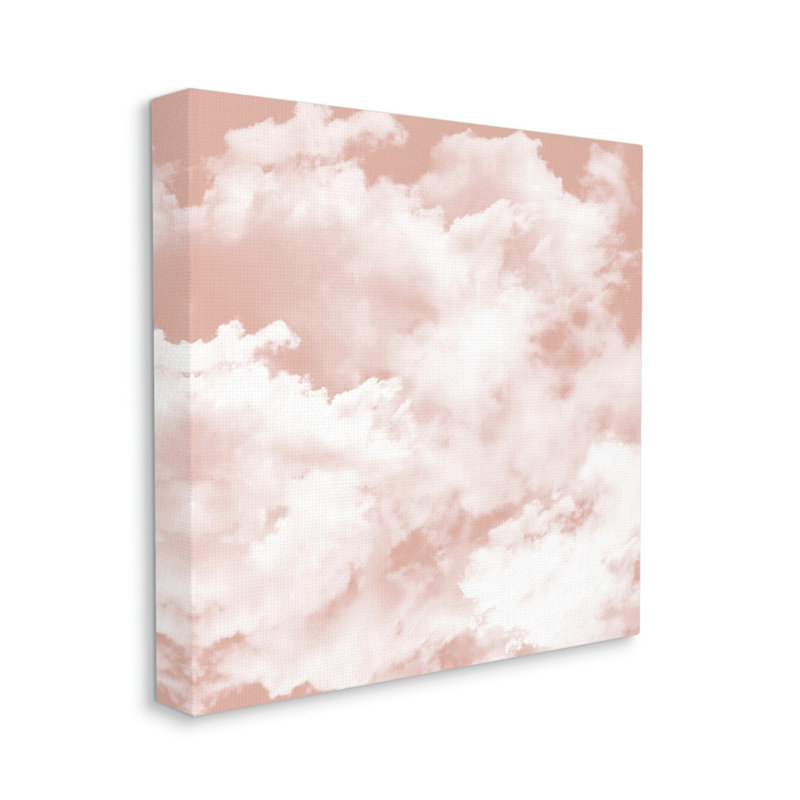 «Pastel Pink Clouds on Wood», impression, Giclée encadrée blanc bord de mer, H 17 po x l 17 po