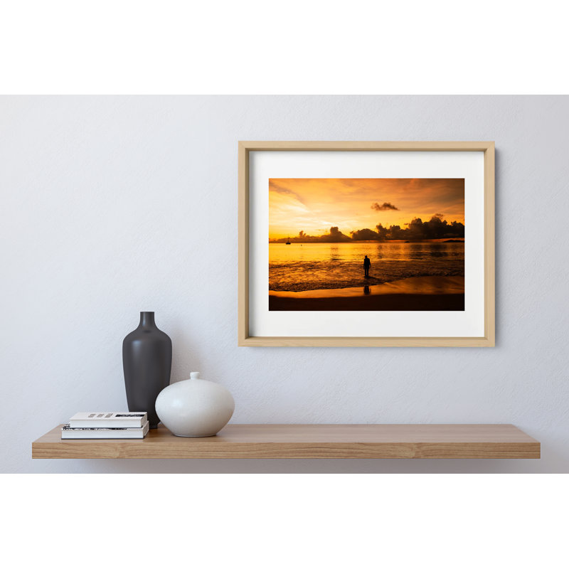 Girl On Fire Print by Joseph Regan, Natural, 14" H x 16" W x 0.75" D