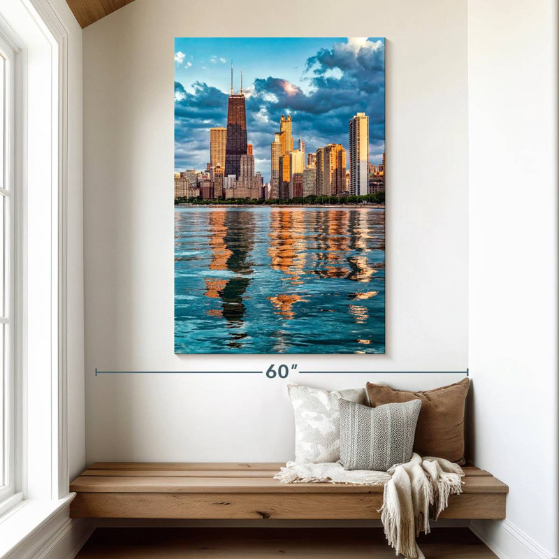 Horizon de la baie de Chicago, H 51 po x l 34 po