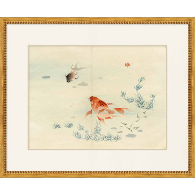 Martha Stewart Perry Street Paper Wall Art, Modern Still Life: Goldfish Composition, 17" x 21", Living Room and Bedroom Decor, Framed