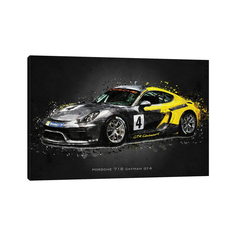 Porsche 718 Cayman GT4 by Gab Fernando - Wrapped Canvas Print, 101.6 cm H x 66.04 cm W x 3.175 cm D