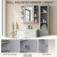 Armoire de rangement murale de salle de bain avec miroir, armoire à pharmacie avec tablette et portes réglables en bois, armoires de rangement montées avec 6 tablettes ouvertes