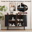 Buffet Buffet avec rangement, armoire de rangement cannelée noire avec bord arrondi et portes coulissantes, café, console d'appoint avec crédence pour la vie, la cuisine, le couloir-244128014