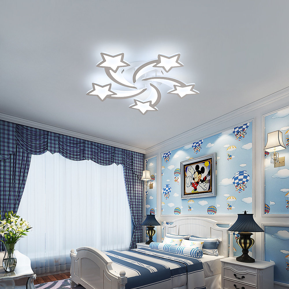 Dimmable 5-Light LED Modern Ceiling Light Fixture with Remote Control
