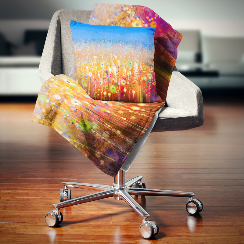 Coussin imprimé floral abstrait, 18 po x 18 po, Coussin décoratif
