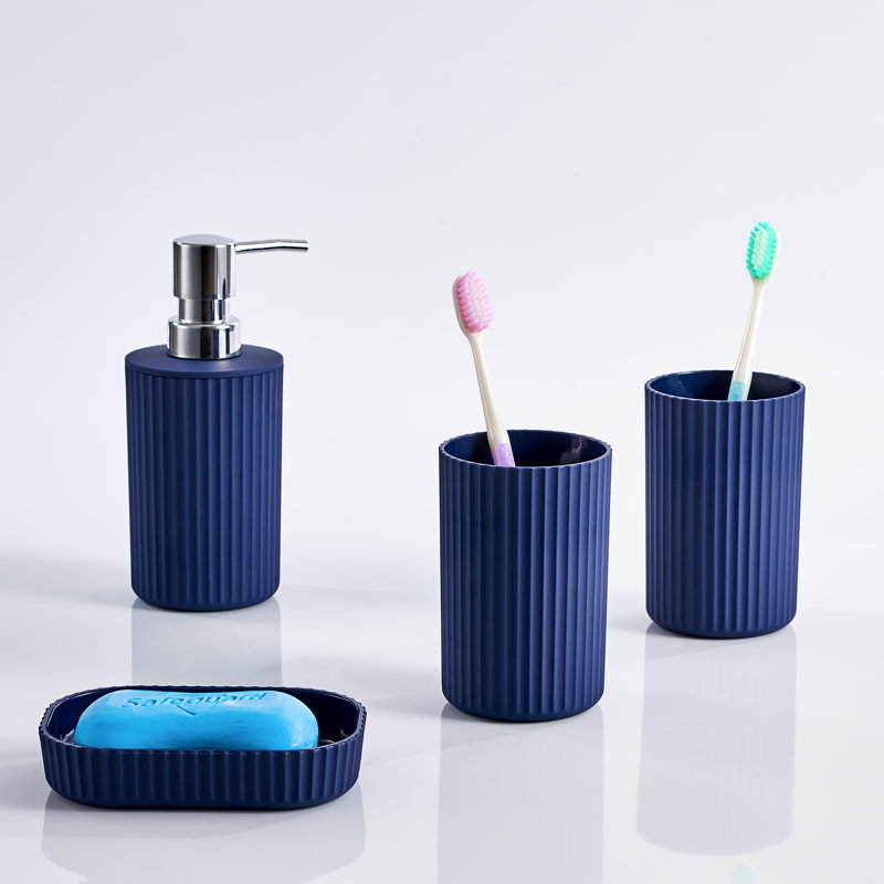 Carletha Bathroom Accessory Set, Blue