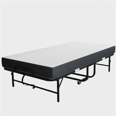 75" x 38" Inch Extra Long Folding Bed for Tall People, Heavy-Duty 450lbs Capacity Rollaway Guest Bed with 5" Memory Foam Mattress, Portable Space Saving Twin Size Bed