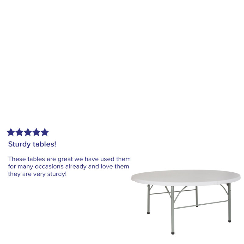 70.9" Round Gray Metal Folding Table with Powder Coated Legs