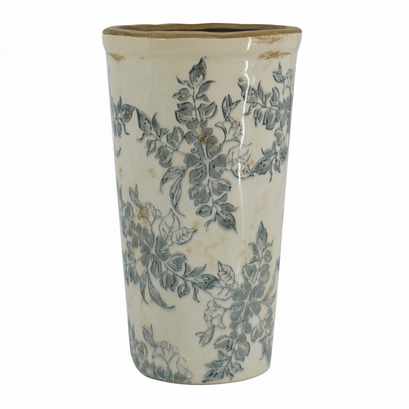 Vase à fleurs avec une bouche large, H 9,6 po x l 5,3 po x P 5,3 po