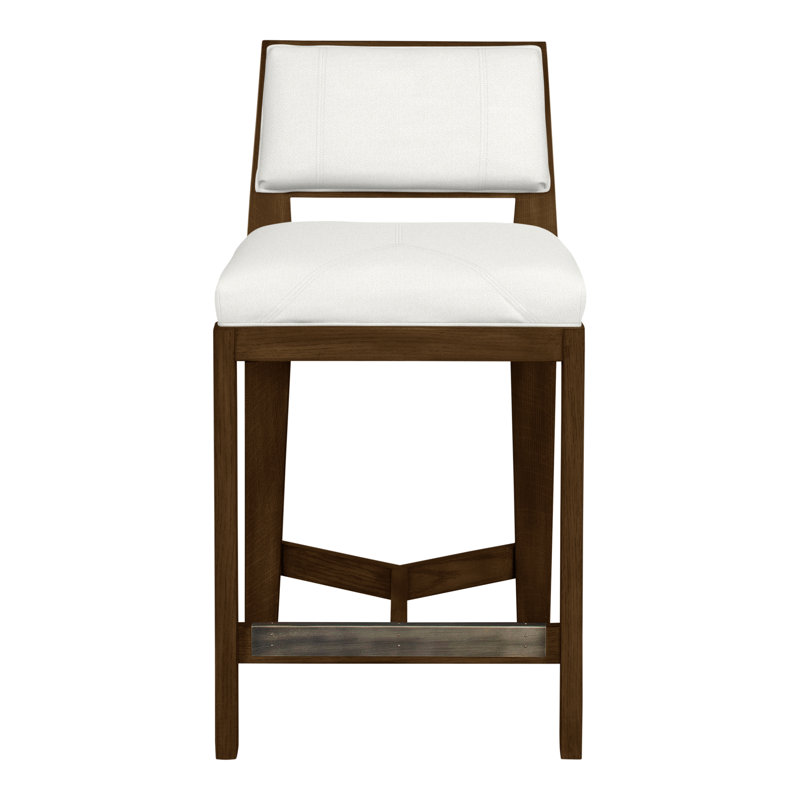 Scoville By Thom Filicia Upholstered Counter Stool with Solid Wood Frame, La Havane, Kempsey peau de mouton