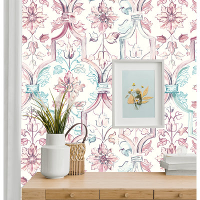 Seabrook Designs Metallic Tivoli Floral Trellis Unpasted Wallpaper