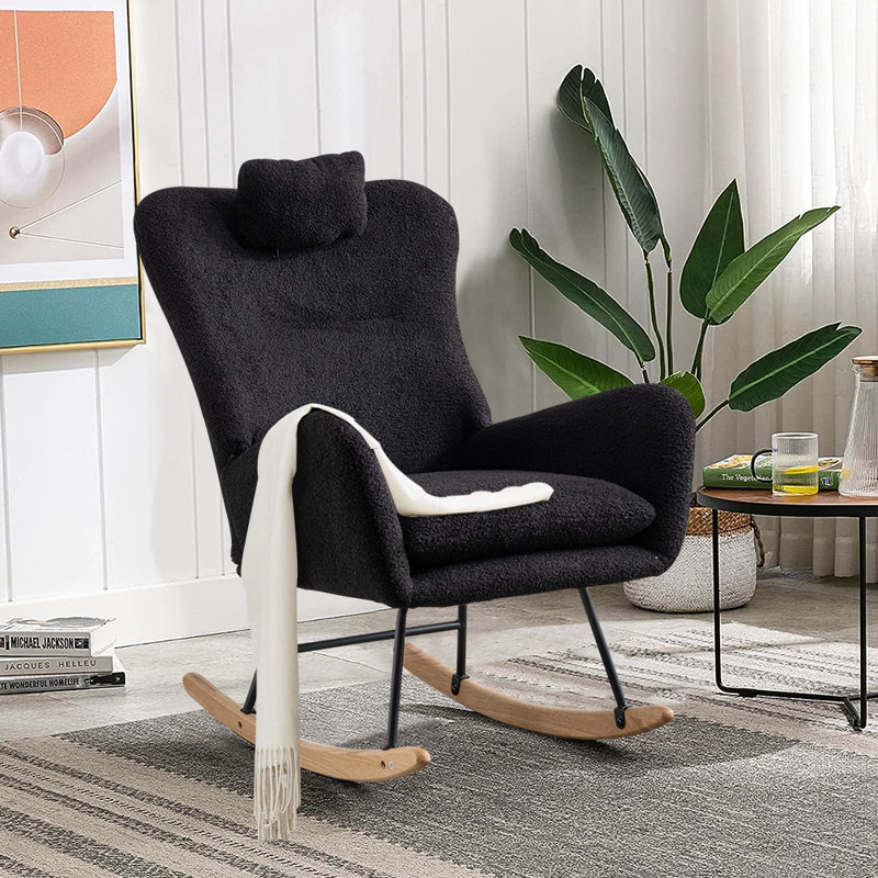 Chaise berçante en métal Jamaul, Noir