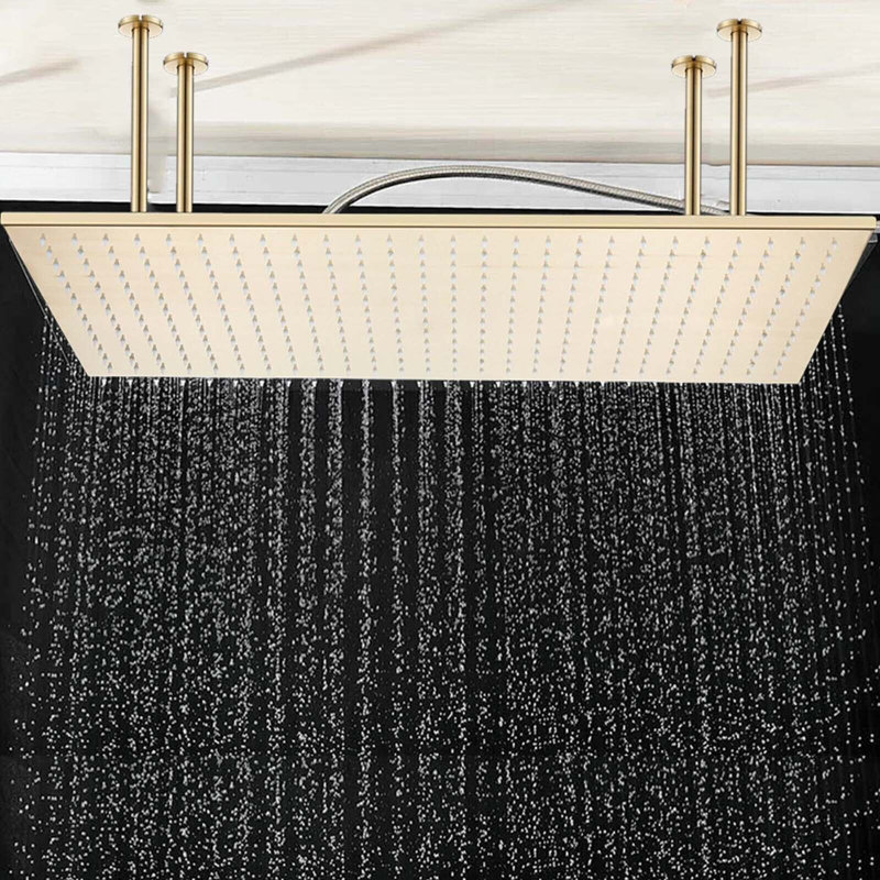 Rain Fixed Shower Head 2.5 GPM GPM with Self-Cleaning, Brushed Gold