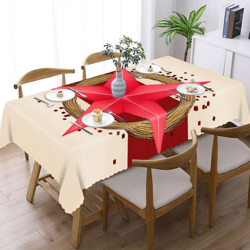 Housse de table rectangulaire à bordure rouge festonnée imprimée 60 x 120 po