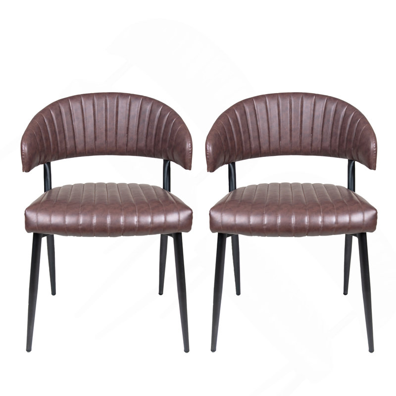 Chaise de salle à manger rembourrée en similicuir à dossier courbé (ensemble de 2)