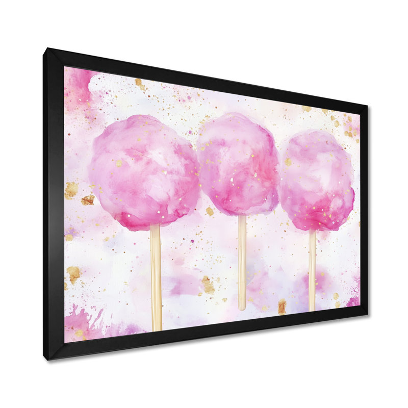 Carnival III Cotton Candy - Tableau vintage encadré rose de cirque, H 12 po x l 20 po, Cadre photo noir