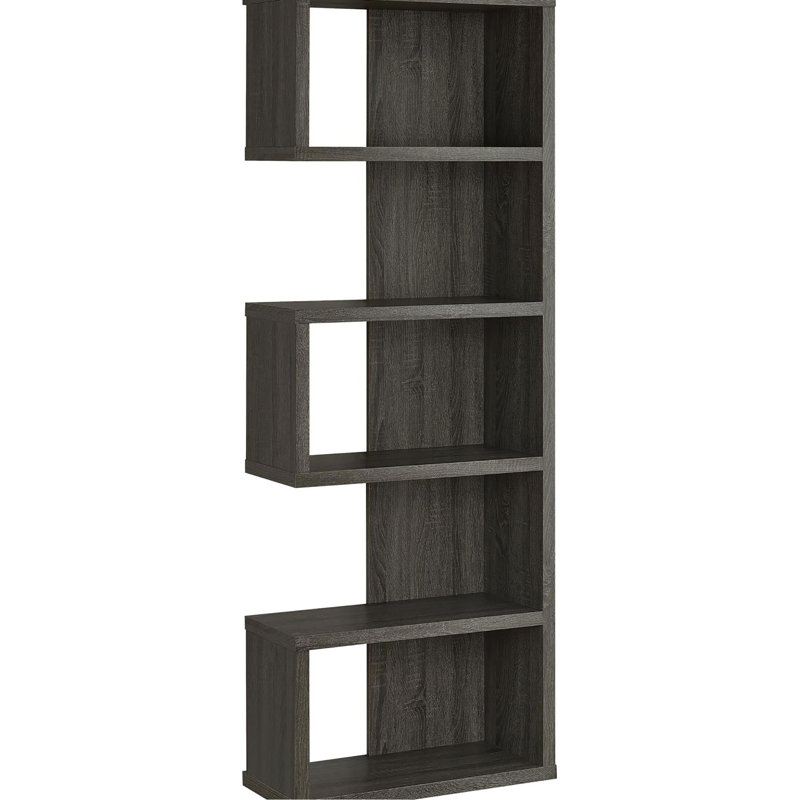 Bibliothèque de bureau gris patinée - 5 tablettes pratiques pour 5 tablettes de rangement fonctionnelles