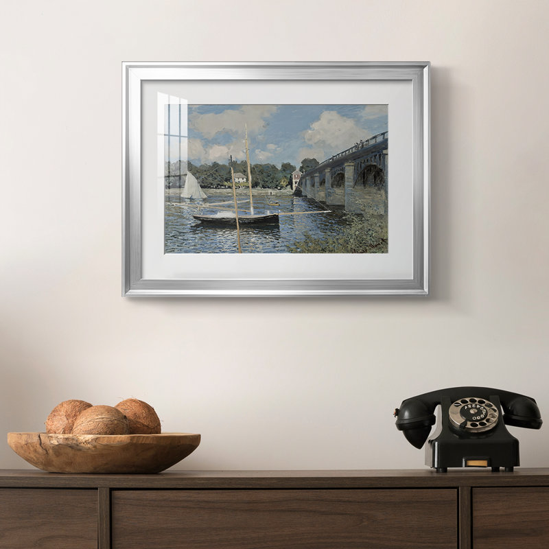 Le pont de la route à Argenteuil-Claude Monet - reproduction encadrée avec passe-partout et verre - 1874, 18,5 x 24,5, Argent