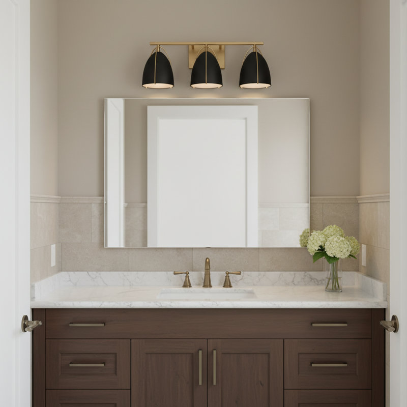 Three Light Wall / Bath, Satin Brass, No