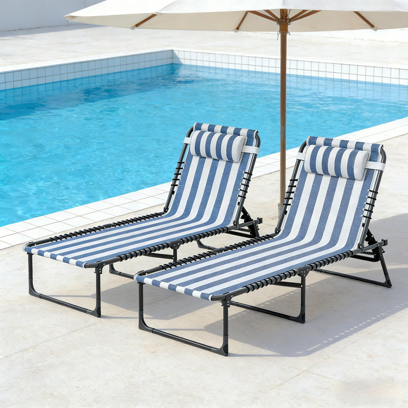 Outdoor Chairs,2 Folding Chaise Lounge, 2