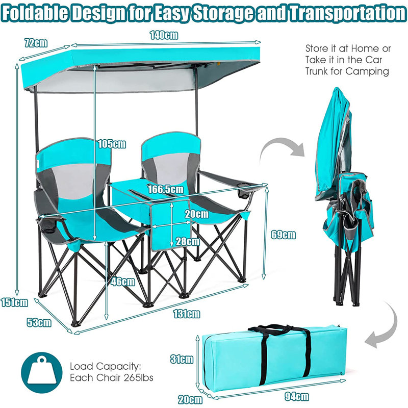 Ariaa Folding Camping Chair, Turquoise