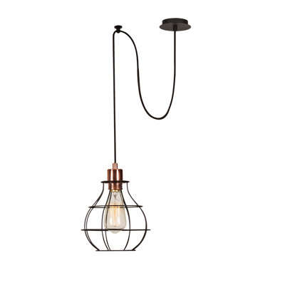 Modern Black Chandelier, Adjustable Height, 25.6 x 9.8 inches | Metal Body, 43.3 inches Tall, E27 Socket (Max 40W) | Stylish Lighting Fixture for Home Decor, Ideal for Living Room & Dining Room Spaces, IP20 Rated