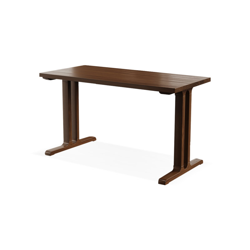 Bureau rectangulaire en bois massif noyer foncé, H 29,53 po x l 55,12 po x P 27,56 po
