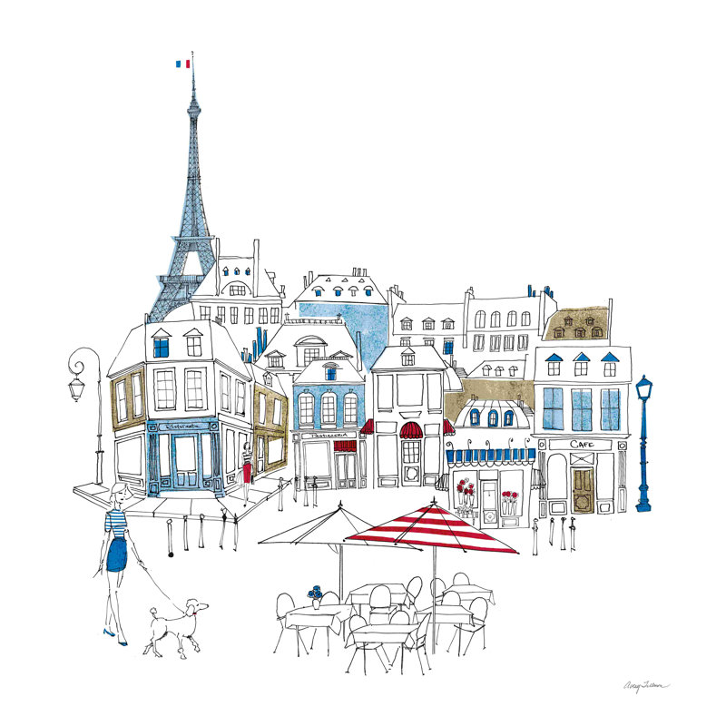 «World Cafe II Paris Color» par Avery Tillmon - peinture sur toile tendue, H 12 po x l 12 po, Non, Toile tendue