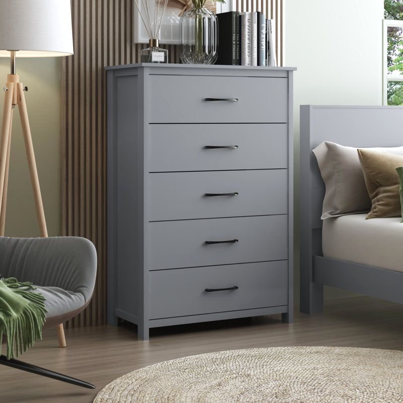 Allysyn 5 Drawer Dresser, Cool Gray