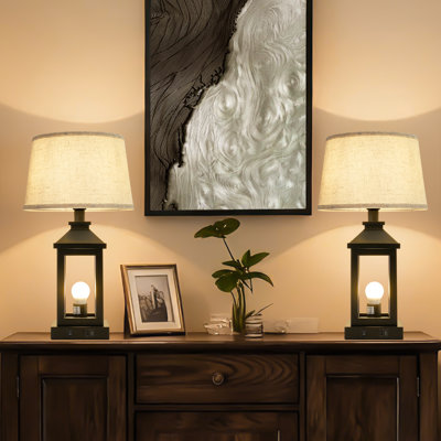 Touch Bedside Lamp For Bedroom Desk Lamp Nightstand With Fabric Shade Black