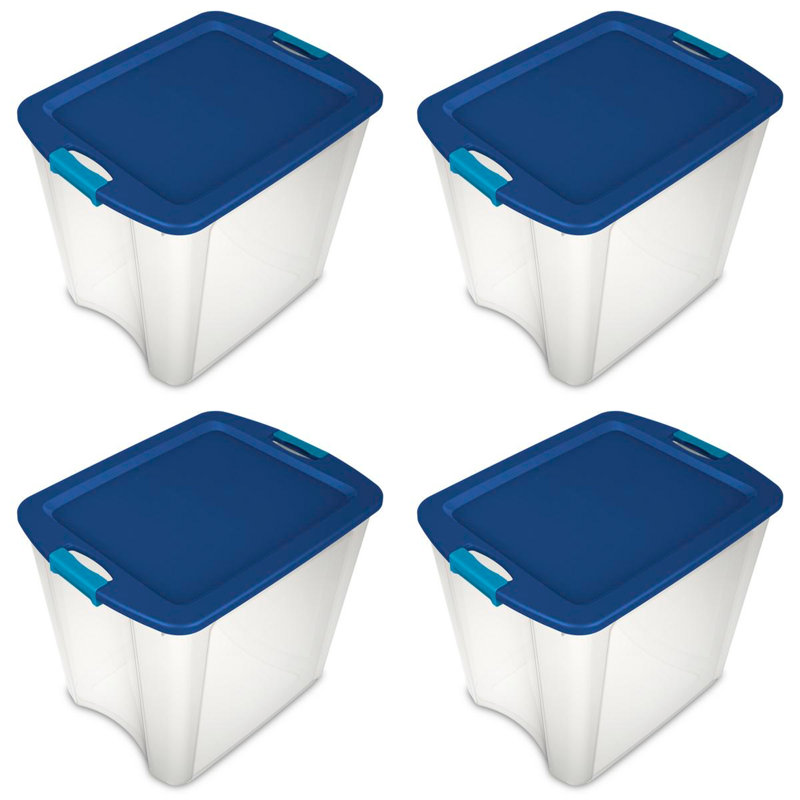 Sterilite 12 Gallon Latch and Carry, Blue/White, 106 Quart, 4-Pack
