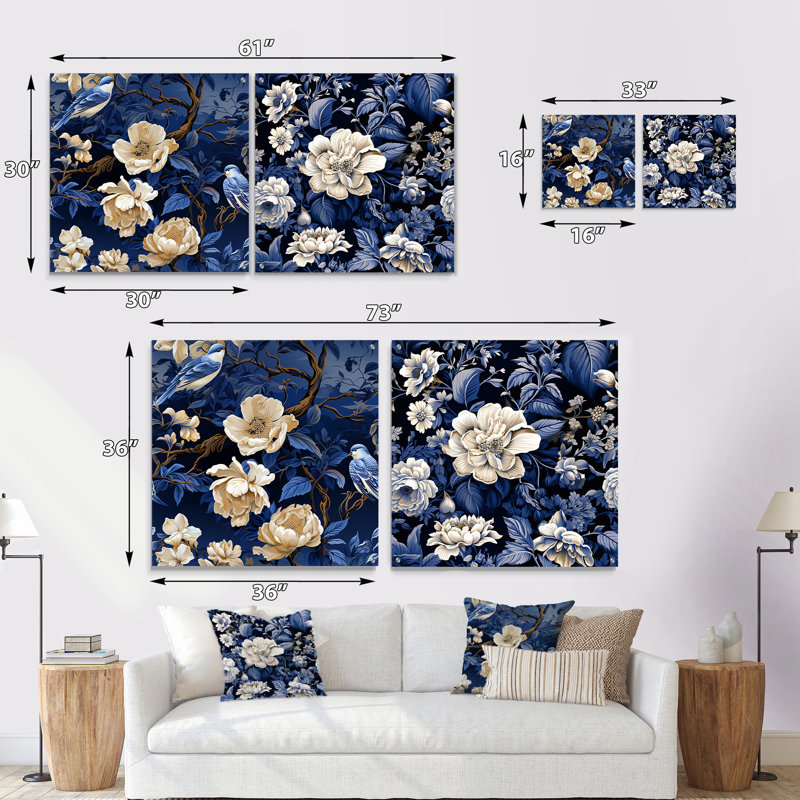 Matteo - Ensemble de 2 art mural en verre acrylique, H 30 po x l 61 po