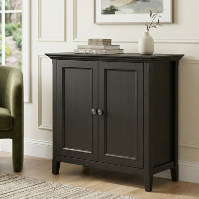Amherst 37"W Solid Wood Transitional 2-Door Storage Cabinet With Adjustable Shelves And Bronze Hardware
