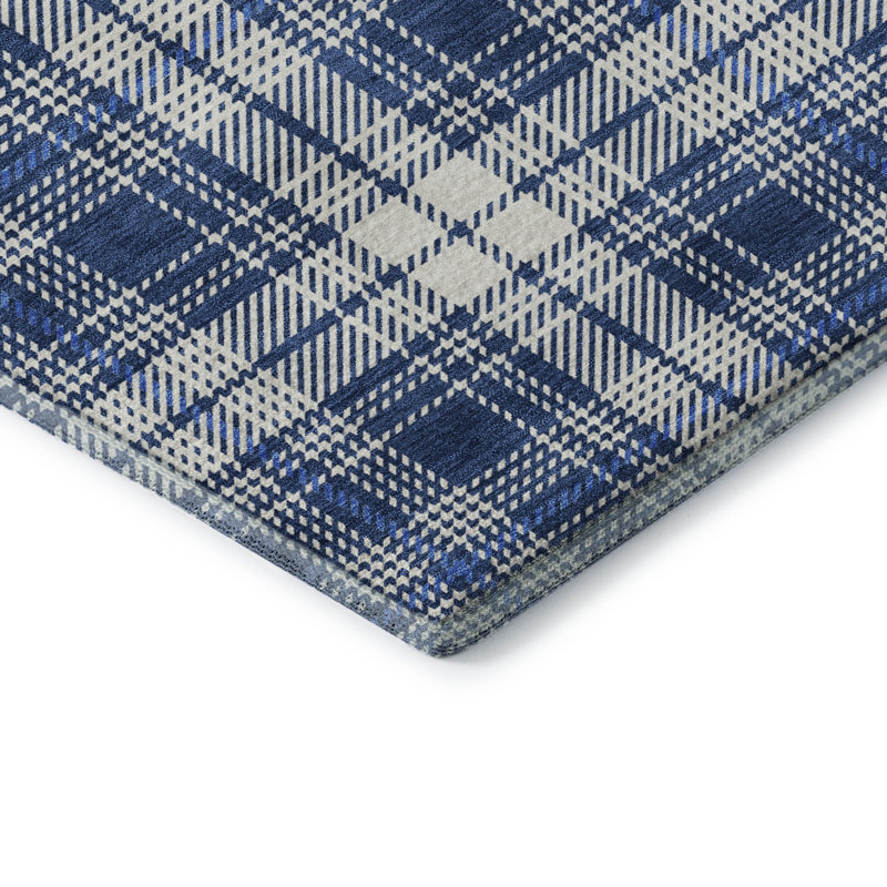 Premium Machine Washable Naglee AMF993 Plaid Rug, Rectangle 1'8" x 2'6"