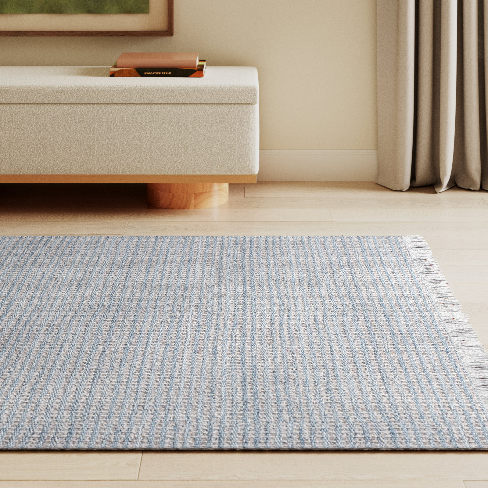 Viewcrest Hand-Woven Aqua Geometric Rug, Rectangle 5' x 7'6"
