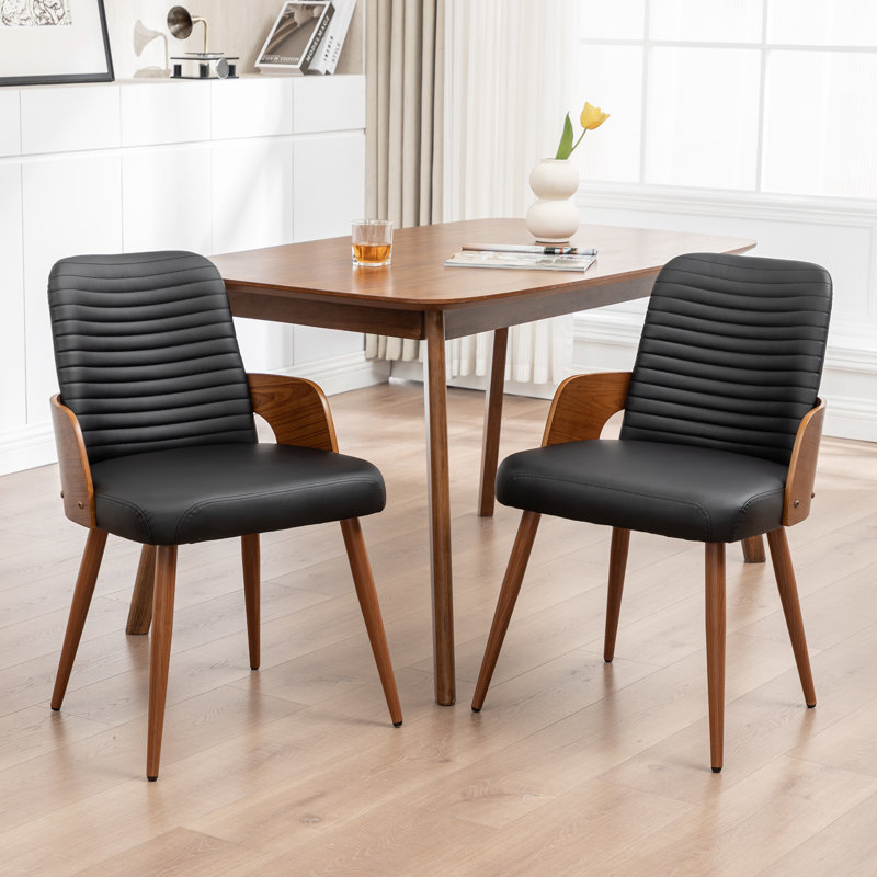 Carman Upholstered Dining Chair, Faux Leather Black