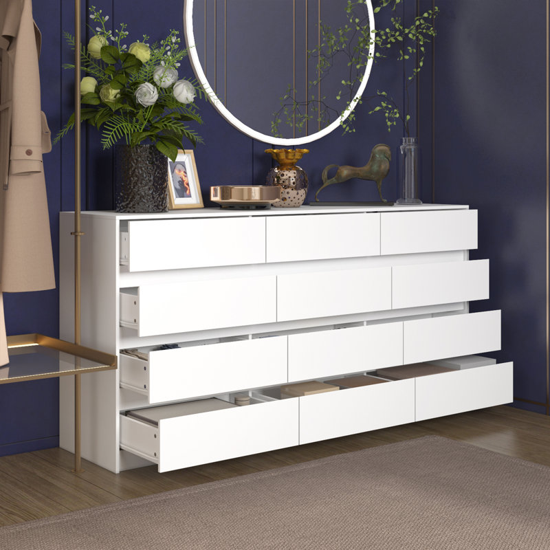 Commode 12 tiroirs Rhue, Blanc