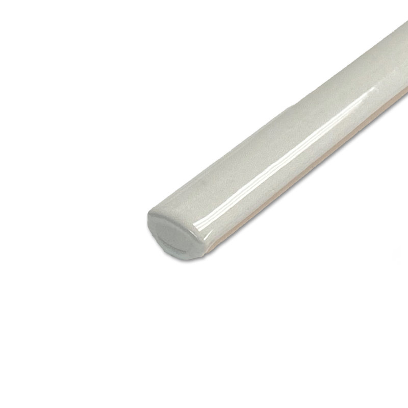 Coco Demi-Bullnose 1/2 In. X 7-7/8 In. Ceramic Wall Trim, Glossy Cloud White
